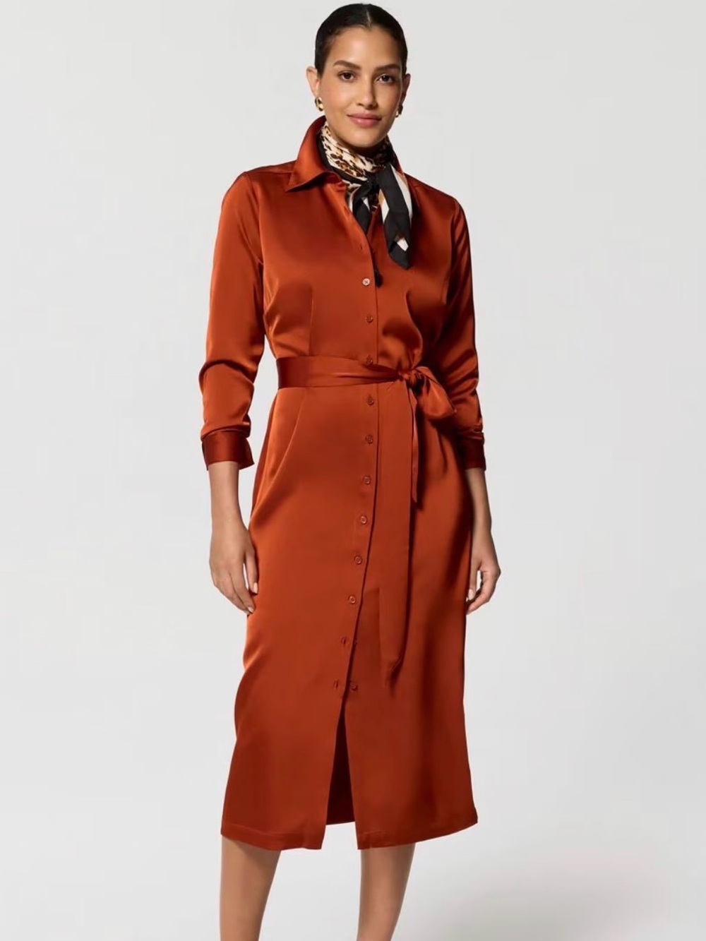 WHBM BEAUTIFUL FALL💕Satin Midi Shirt Dress $150Instore Get it home for 79$
